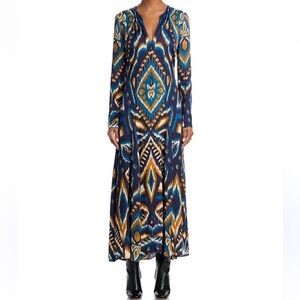 Farm Rio Blue Pineapple Ikat LENZING™ ECOVERO™ Viscose Maxi Dress.